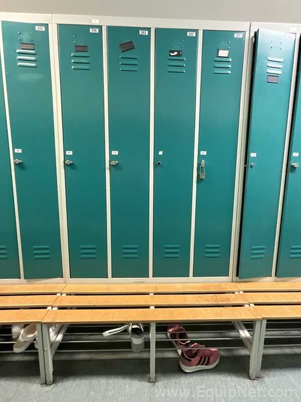 Lot of 2 4-Door Metal Wardrobe Lockers With Metal Stands