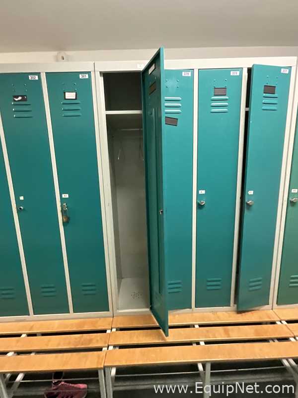 Lot of 2 4-Door Metal Wardrobe Lockers With Metal Stands