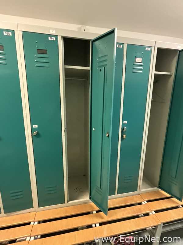 Lot of 2 4-Door Metal Wardrobe Lockers With Metal Stands