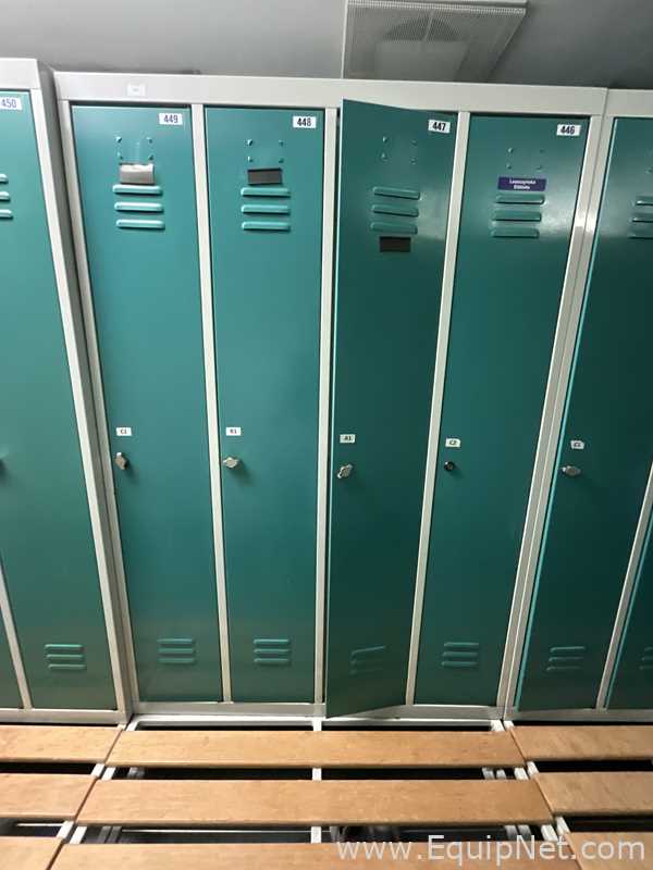 Lot of 2 4-Door Metal Wardrobe Lockers With Metal Stands