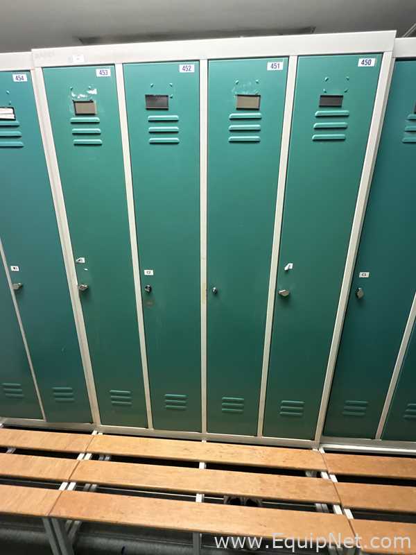 Lot of 2 4-Door Metal Wardrobe Lockers With Metal Stands