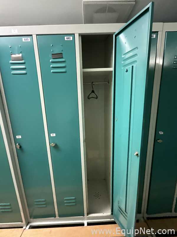 Lot of 2 4-Door Metal Wardrobe Lockers With Metal Stands
