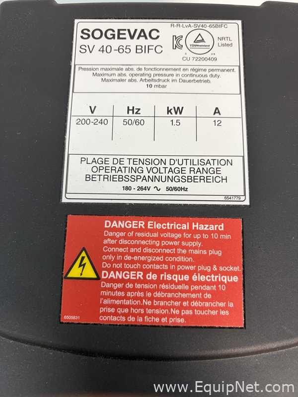 Bomba de Vacío Leybold Sogevac SV 40-65 BIFC