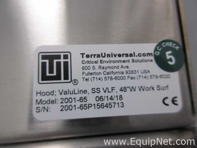 Unused Terra Universal 2001-65 Stainless Steel Laminar Flow Hood