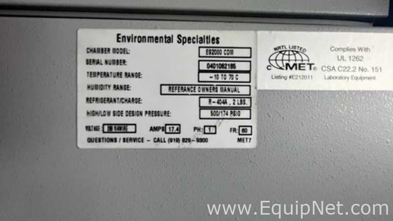 Environmental Specialties ES2000 CDM Environmental and Stability Chamber