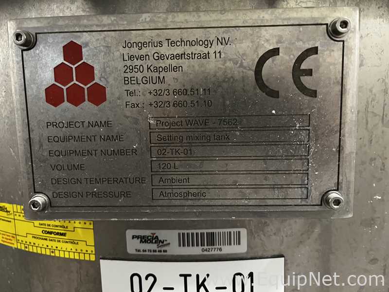 120 Lt Jongerius Technology Stainless Steel Mixing Skid