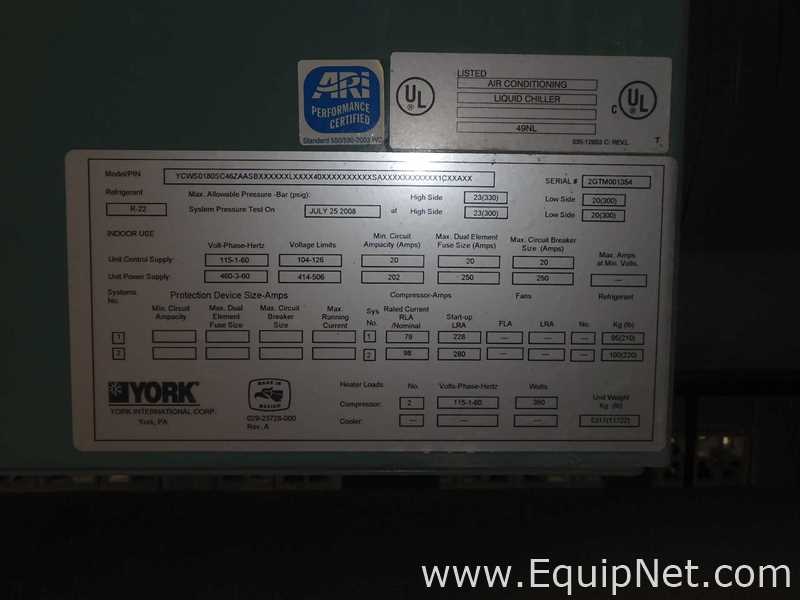 Unused York YCWS0180SC46ZAASBXXXXXX Chiller