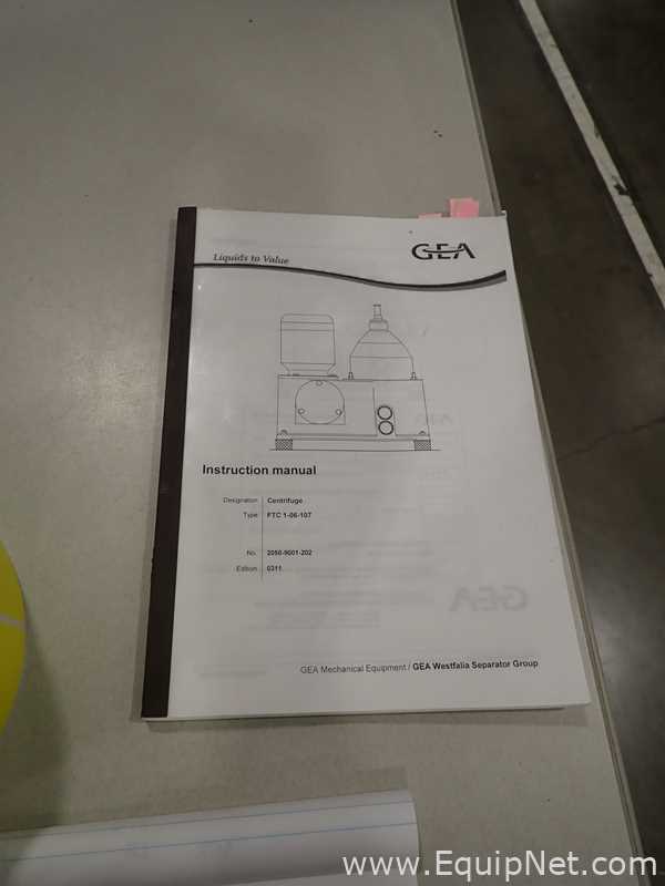 GEA Westfalia Separator Group FTC 1-06-107 Stainless Steel Separator Centrifuge