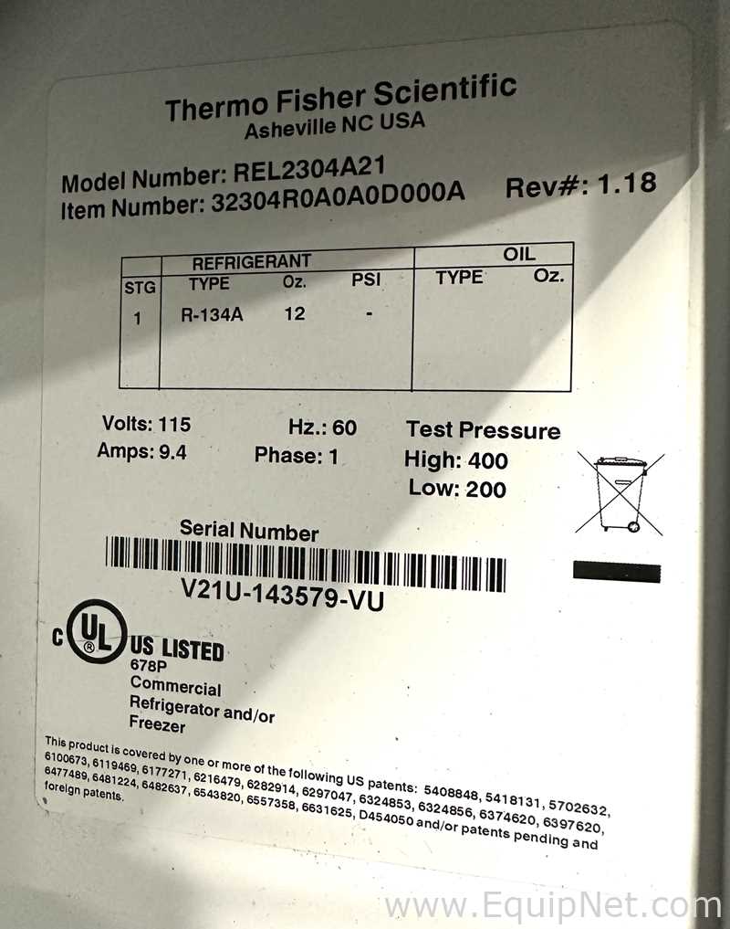 Thermo Fisher Scientific REL2304A21 Revco Refrigerator