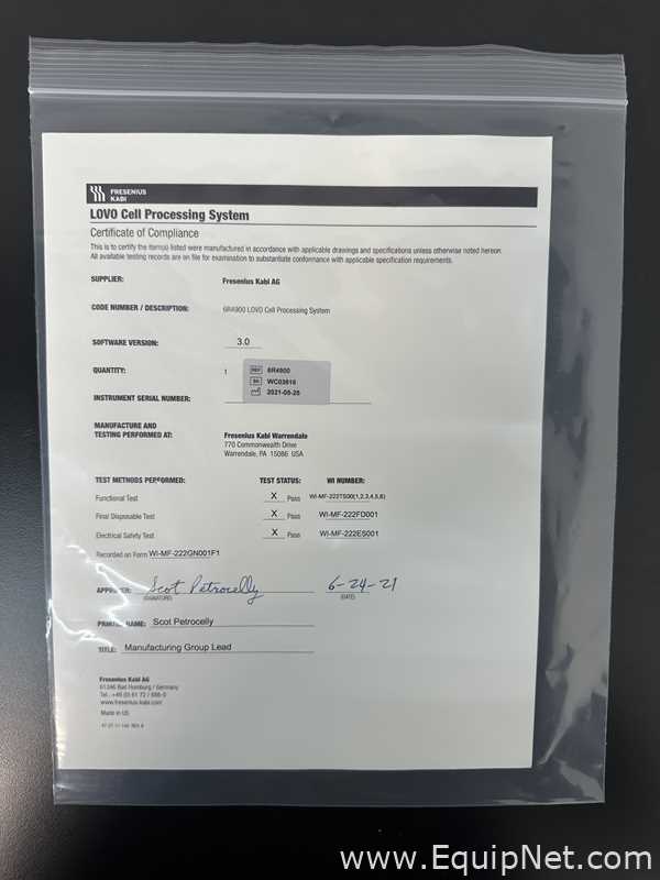 Fresenius Kabi LOVO 6R4900 Automated Cell Processing System