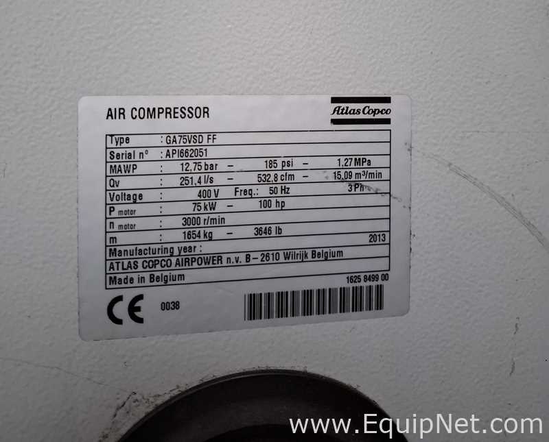 Compresor Diversos Atlas Copco GA 75 VSD FF
