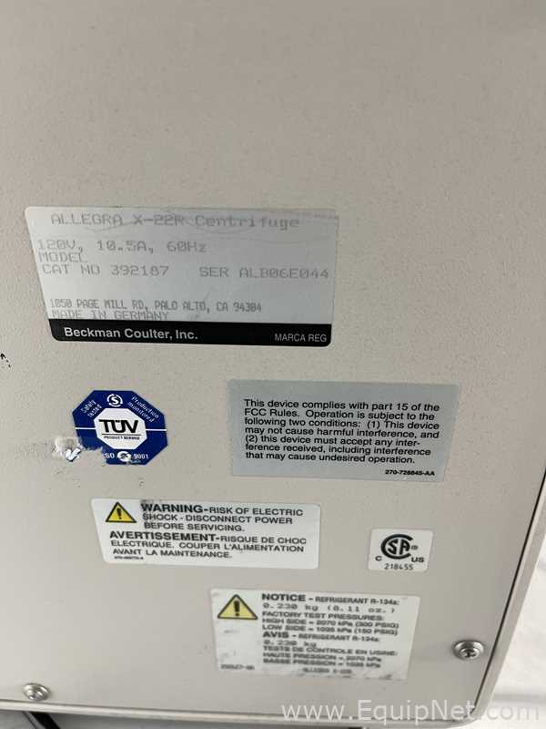 Centrífuga para laboratorio Beckman Coulter Allegra X-22R