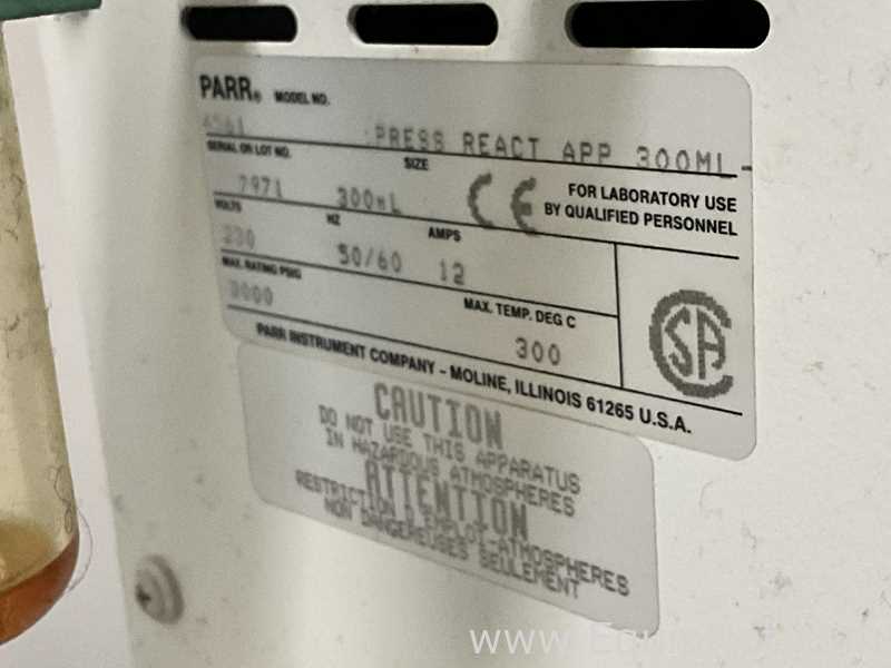Reactor Parr Requisitos de aire 0.3 L