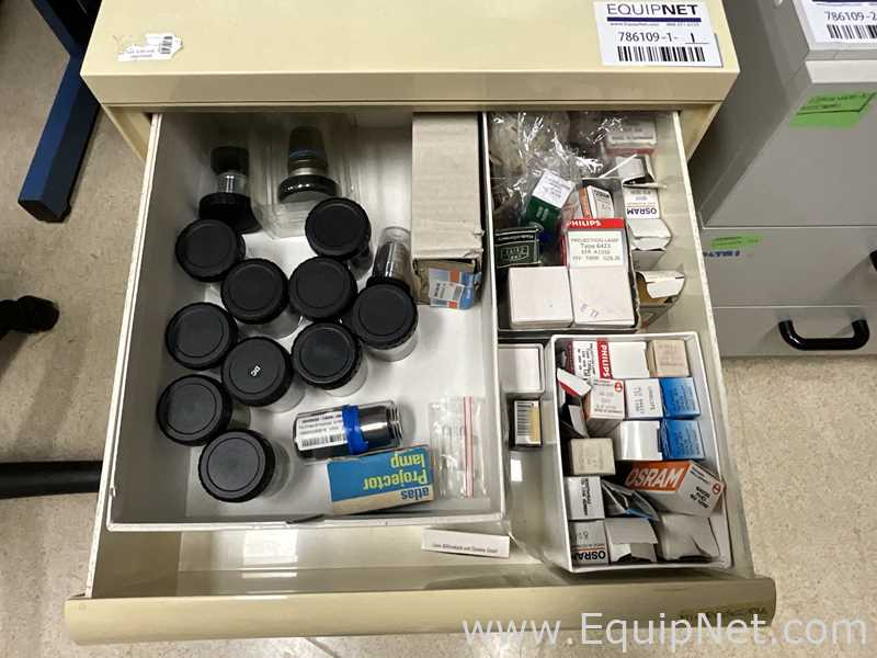 Lot of Various Carl Zeiss Microscope Objectives and Accessories plus Minolta X300s SLR Camera