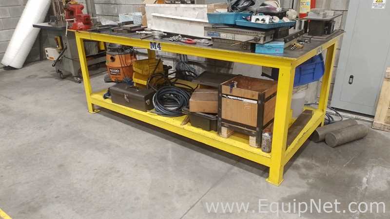 Lot of 4 Steel Work Tables with 1/2 Inch Plate Tops - 47 x 98 x 38 Inches