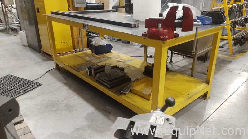 Lot of 4 Steel Work Tables with 1/2 Inch Plate Tops - 47 x 98 x 38 Inches
