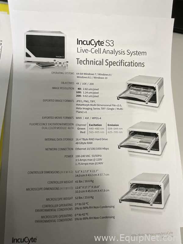 Essen BioScience IncuCyte S3 Blood Cell Analyzer with IncuStore S in HERAcell Incubator