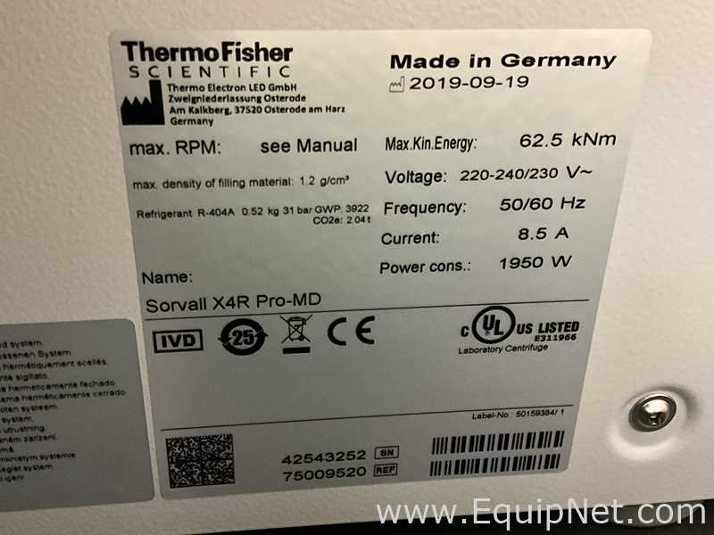 Thermo Fisher Scientific Sorvall X4R Pro-MD Refrigerated Laboratory Centrifuge