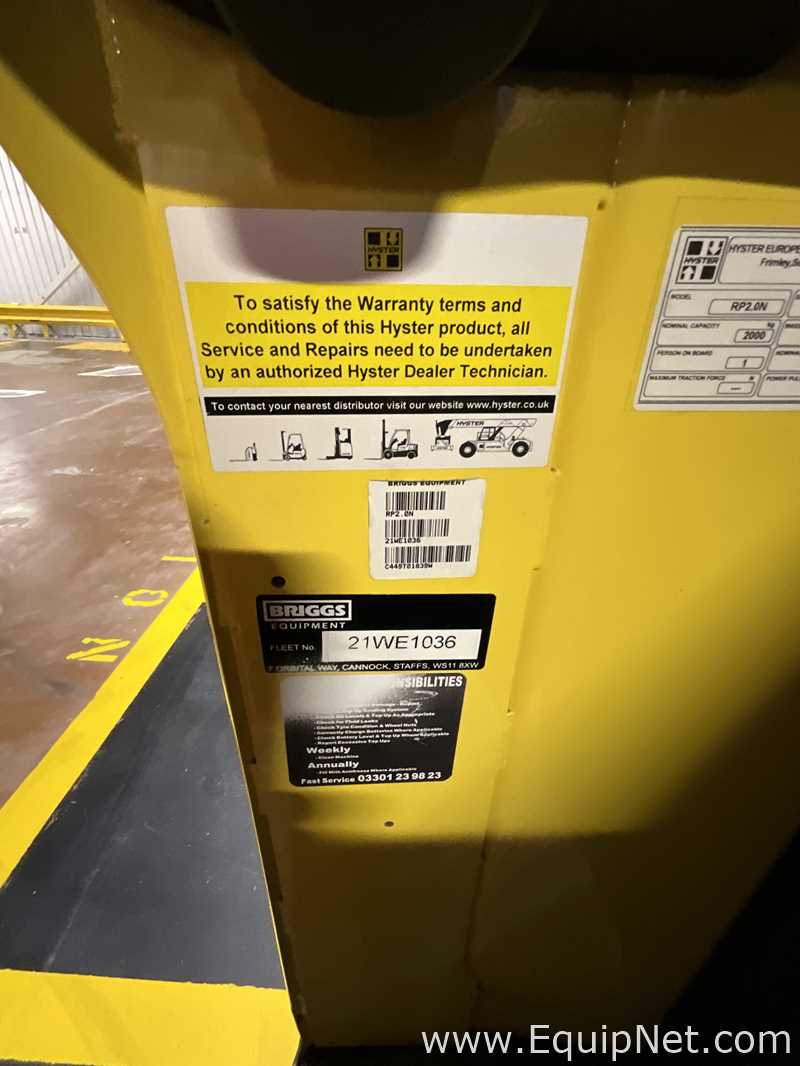 Hyster RP2.0N 2000Kg 24 Volt Ride On Pallet Truck with Battery Charger