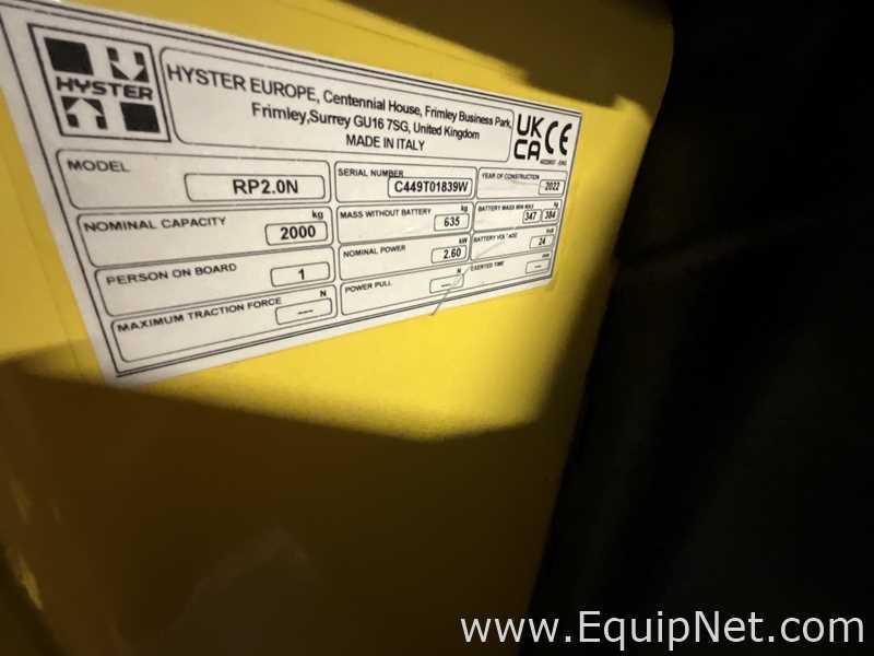 Hyster RP2.0N 2000Kg 24 Volt Ride On Pallet Truck with Battery Charger