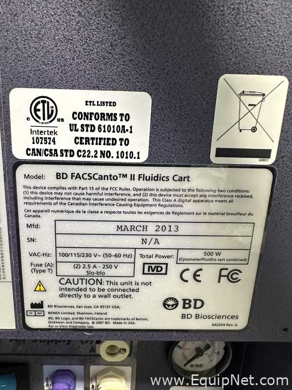 Citômetro de Fluxo BD Biosciences BD FACSCANTO II Fluidics Cart