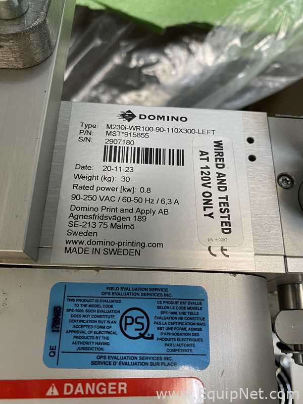 Domino M230i-WR100-90-110x300-LEFT Print and Apply Labeler