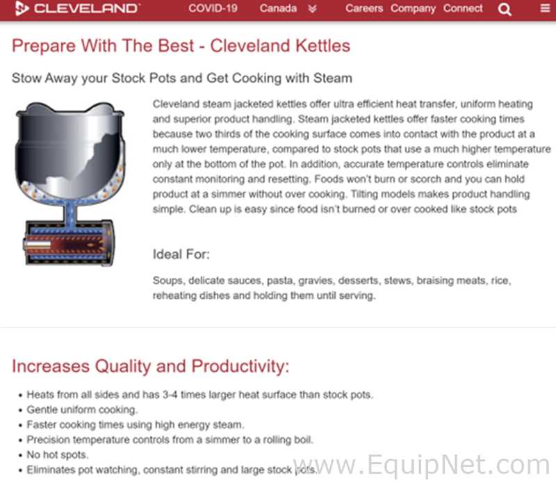 Cleveland KDL-40-T Tilting Stainless Steel Steam Kettle