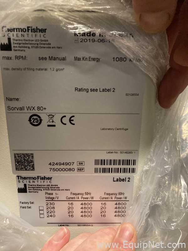 Centrífuga ThermoFisher Sorvall WX 80+ sin Utilizar