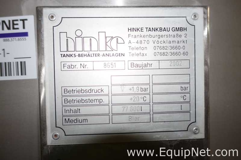 Hinke 77600 Liters Vertical Stainless-Steel Tank