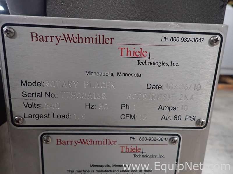 Barry Wehmiller Thiele Technologies Rotary Placer