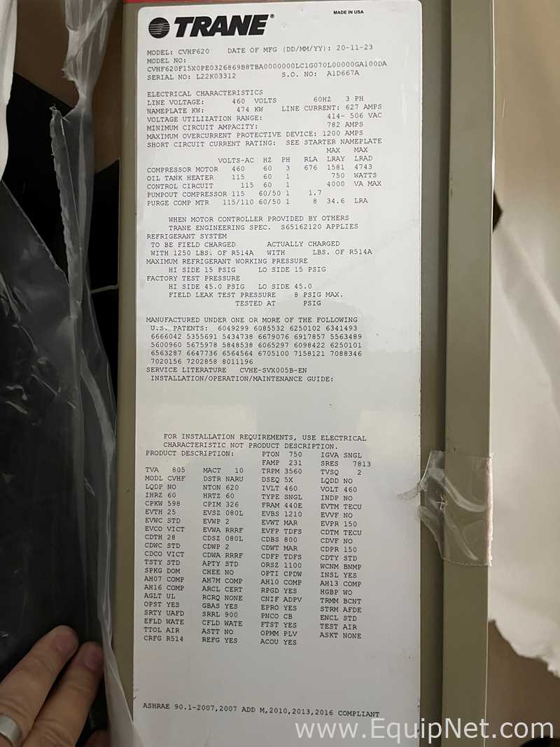 Unused Trane CVHF620 Water Cooled CenTraVac 620 Ton Chiller - CWC-2