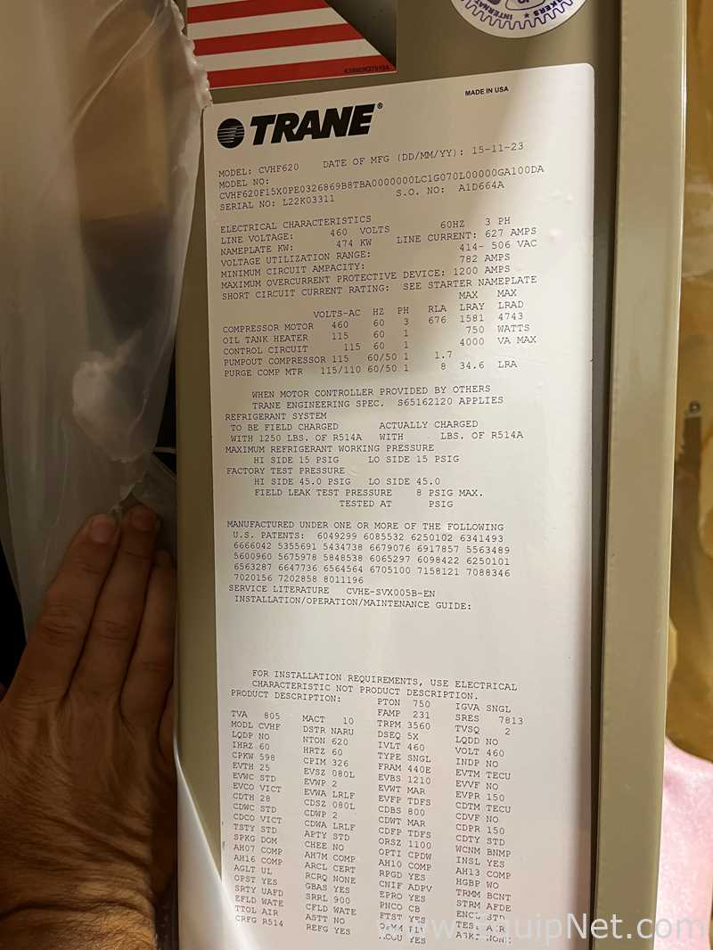 Unused Trane CVHF620 Water Cooled CenTraVac 620 Ton Chiller - CWC-3