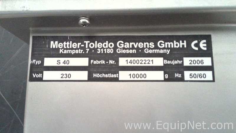Verificador de Peso Mettler Toledo Garvens GmbH S 40