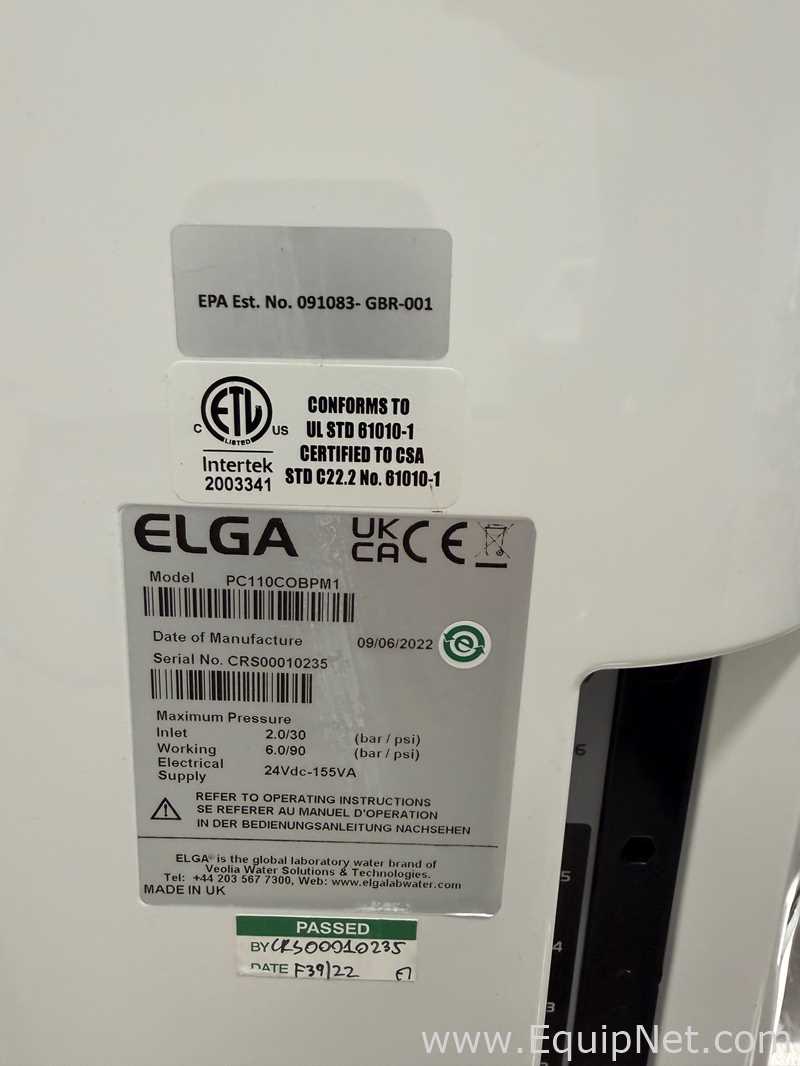 Sistema de Purificación y Destilación de Agua Elga PC110COBPM1