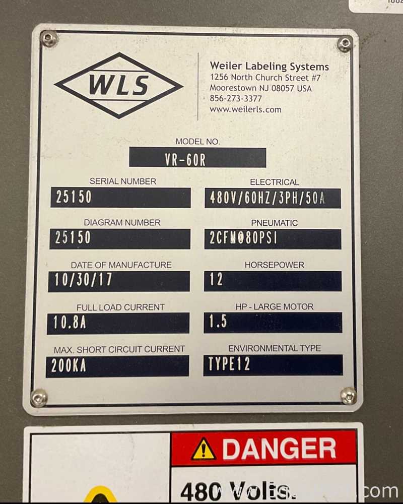 Rotuladora Weiler Labeling Systems VR-60R