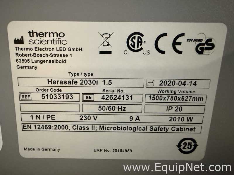 Cabina de Seguridad Biológica Thermo Scientific Herasafe 2030i 1.5