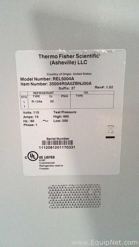 Thermo Fisher Scientific REL5004A Revco Double Solid Door Refrigerator