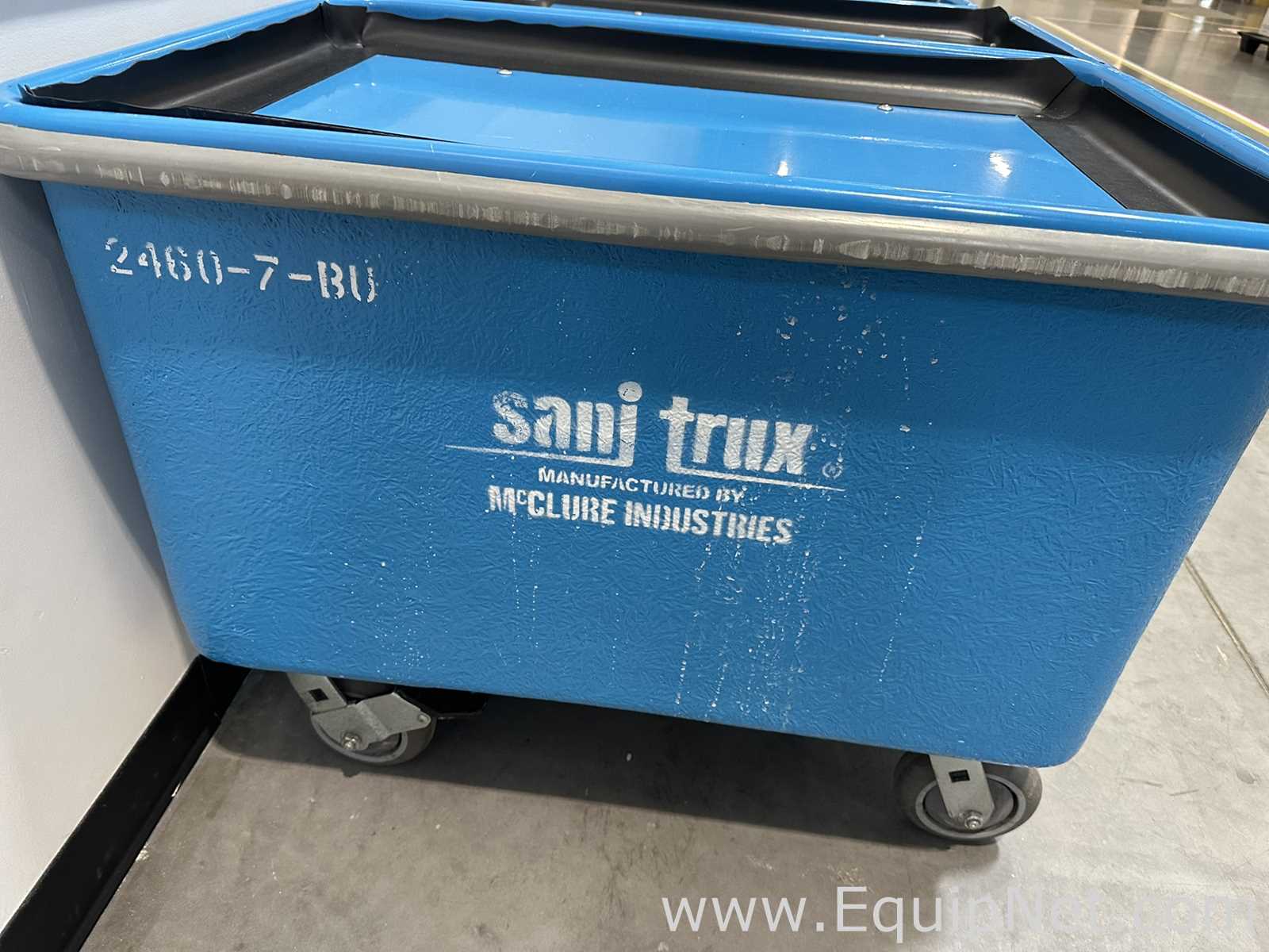 Lot of 4 McClure Industries Sani Trux 2460-7-BU Poly Box Truck Carts