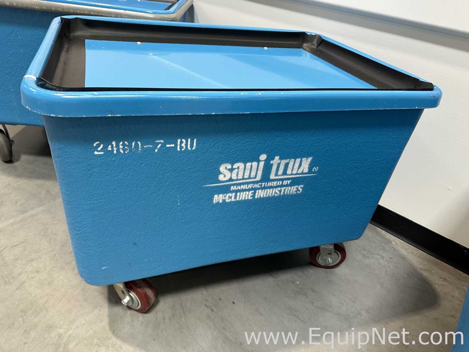 Lot of 4 McClure Industries Sani Trux 2460-7-BU Poly Box Truck Carts
