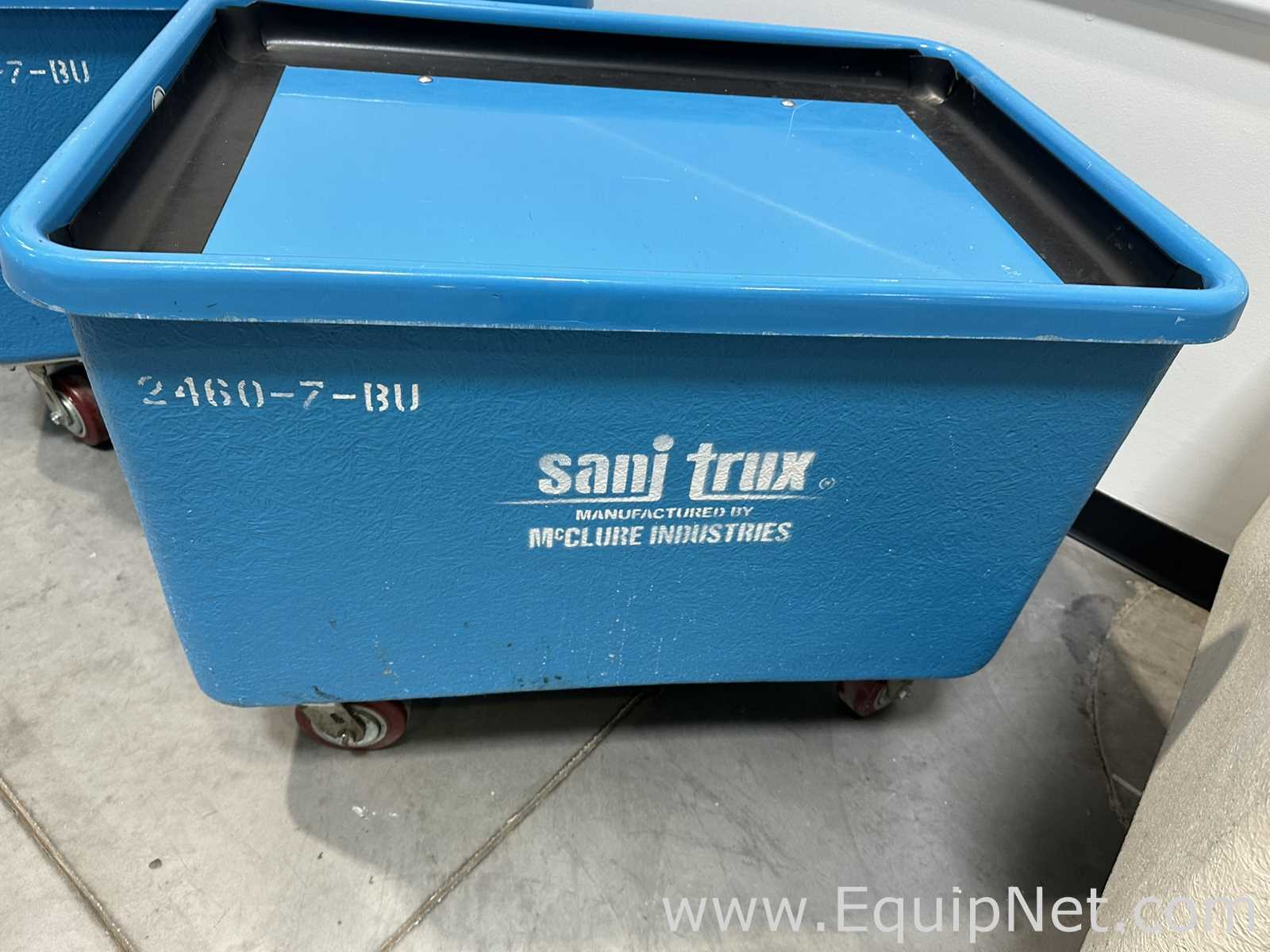 Lot of 4 McClure Industries Sani Trux 2460-7-BU Poly Box Truck Carts