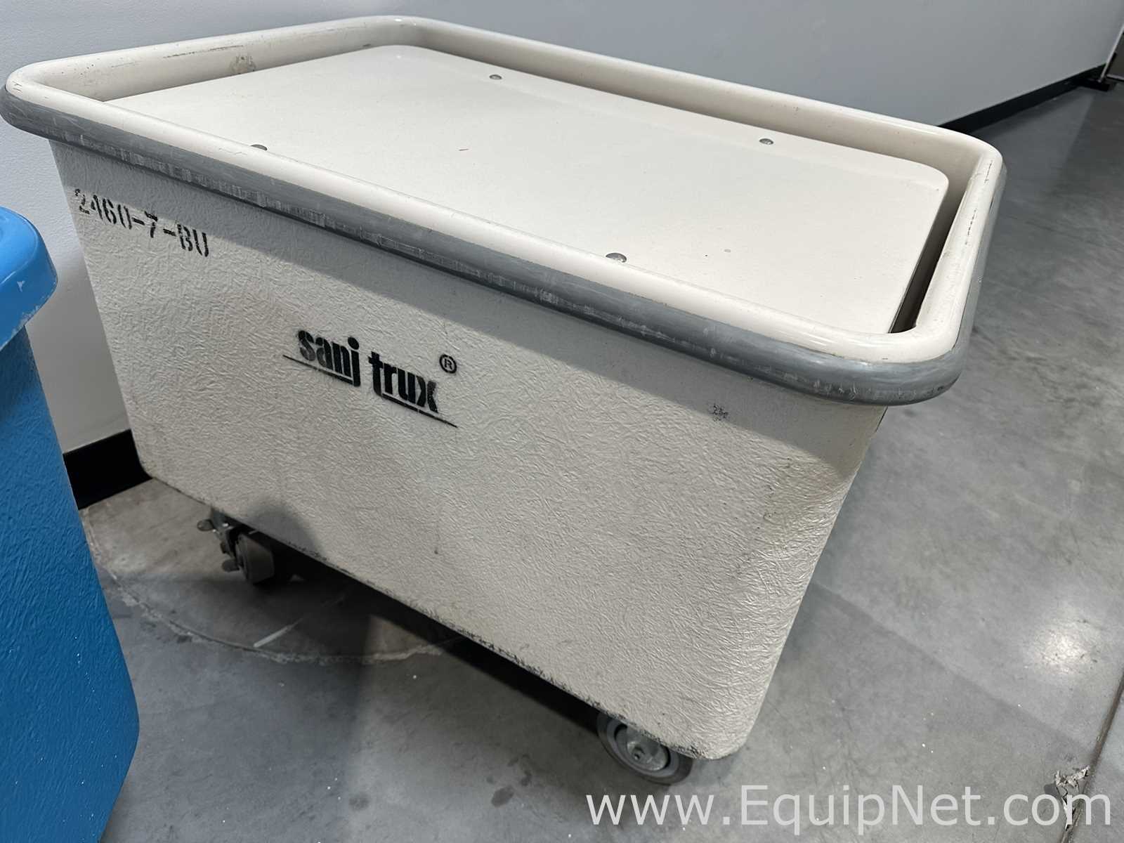 Lot of 4 McClure Industries Sani Trux 2460-7-BU Poly Box Truck Carts