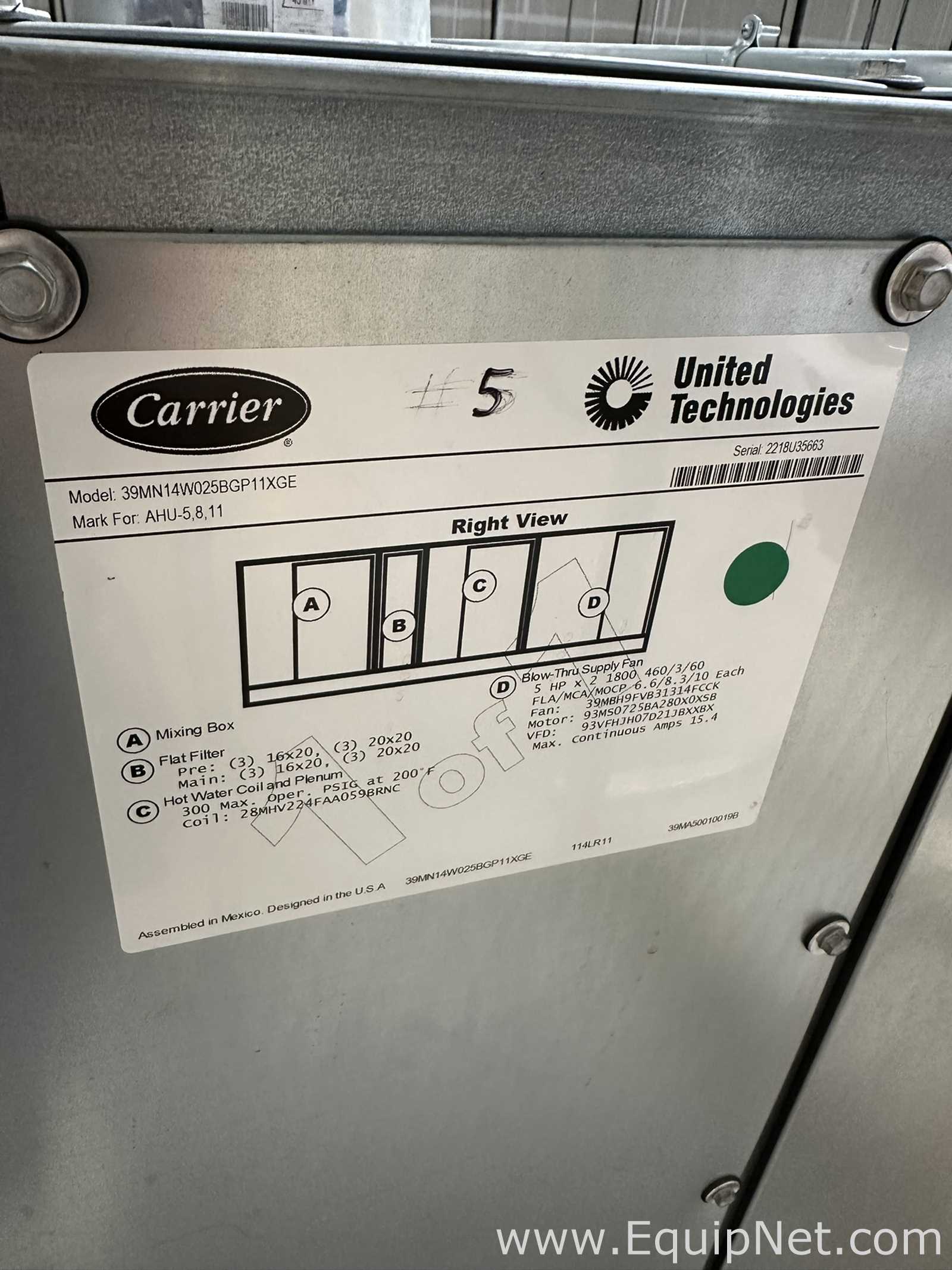 Manipulador de Ar Carrier Corporation 39MN14W025BGP11XGE