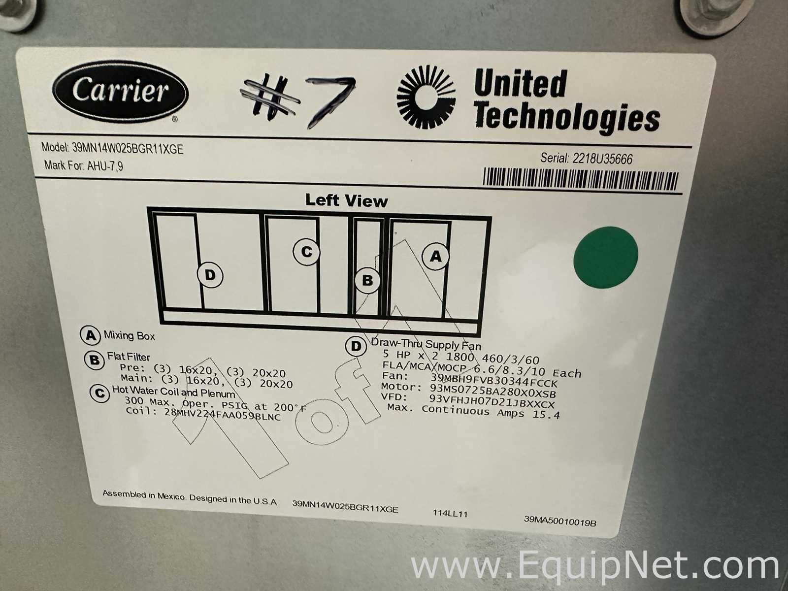 Manipulador de Ar Carrier Corporation 39MN14W025BGR11XGE