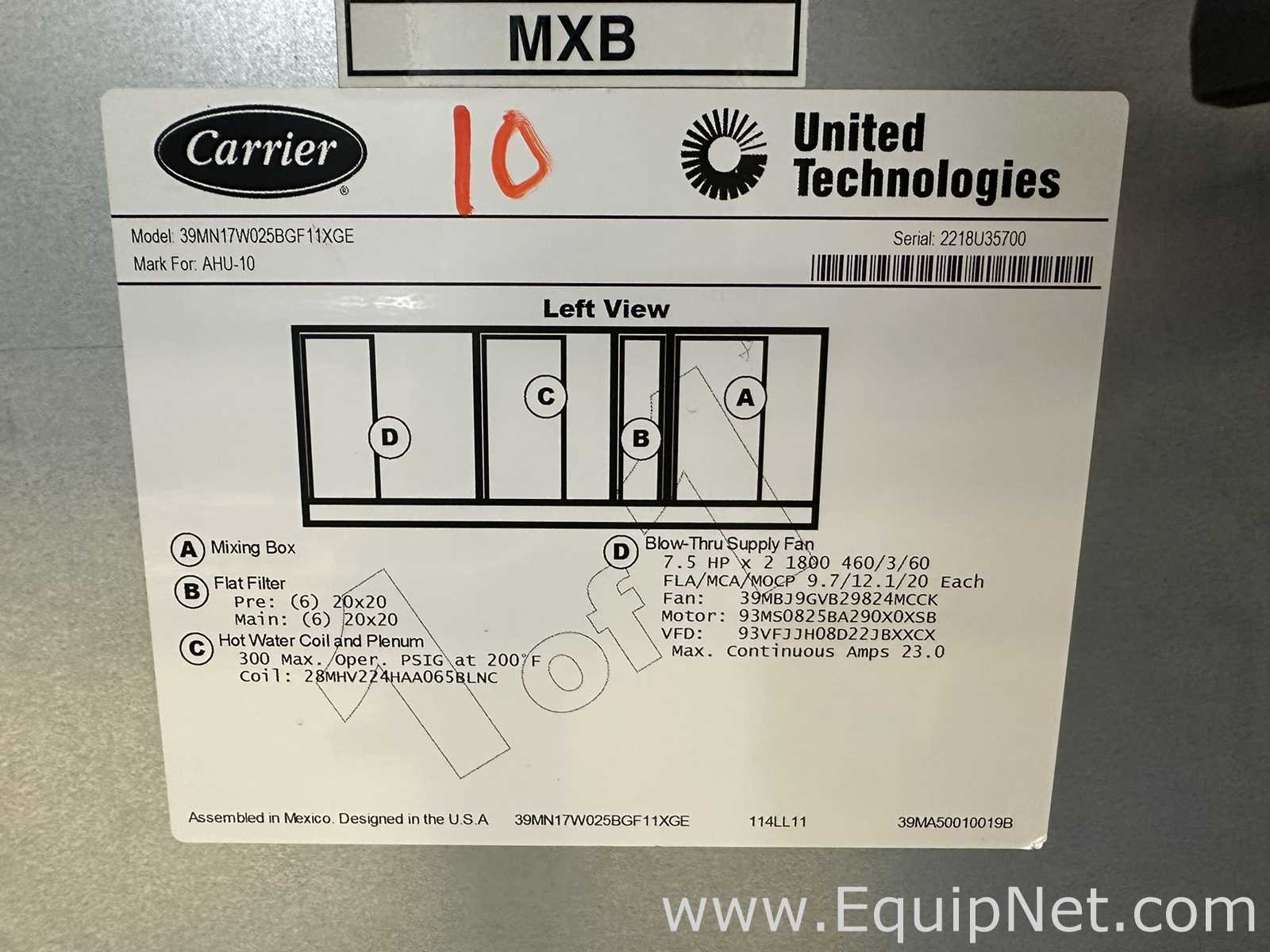 Manipulador de Ar Carrier Corporation 39MN17W025BGF11XGE