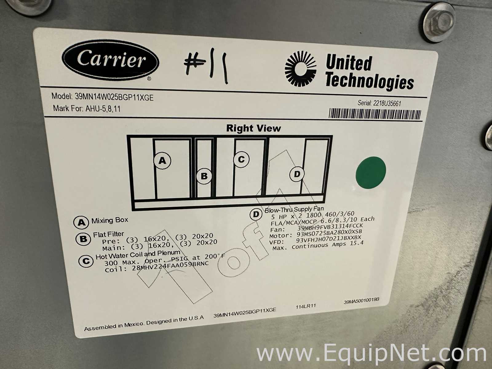 Manipulador de Ar Carrier Corporation 39MN14W025BGP11XGE