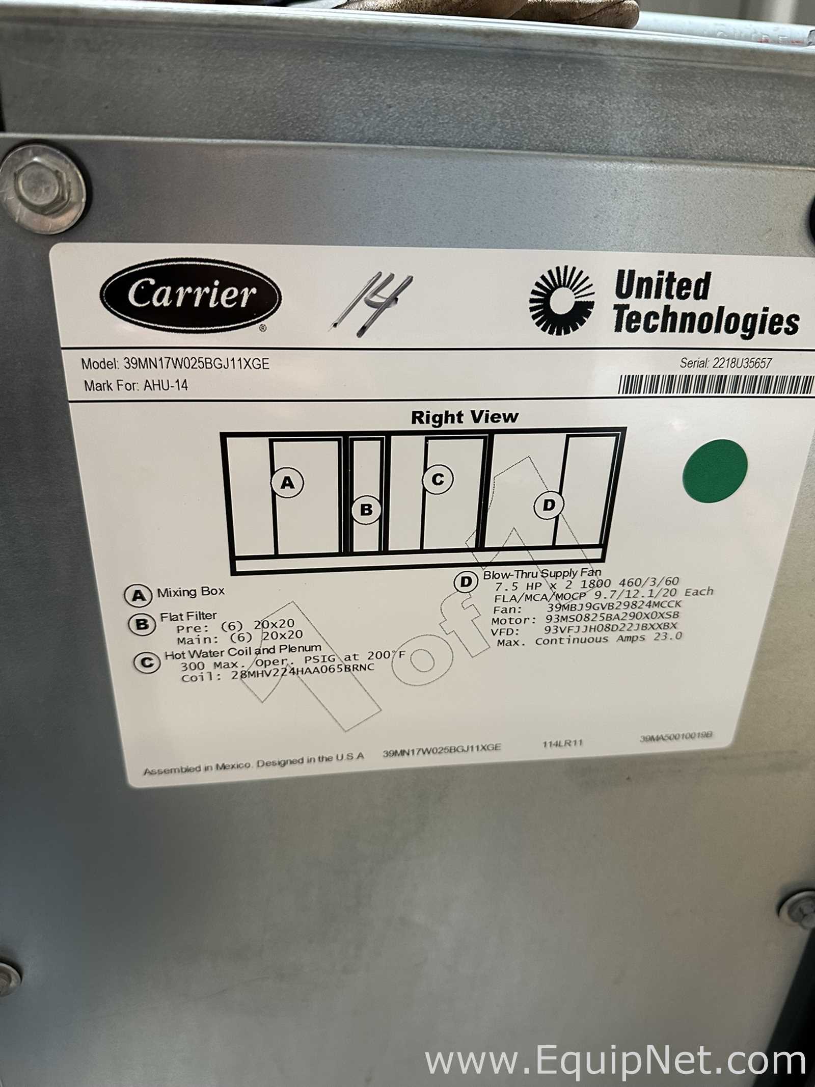 Manipulador de Ar Carrier Corporation 39MN17W025BGJ11XGE