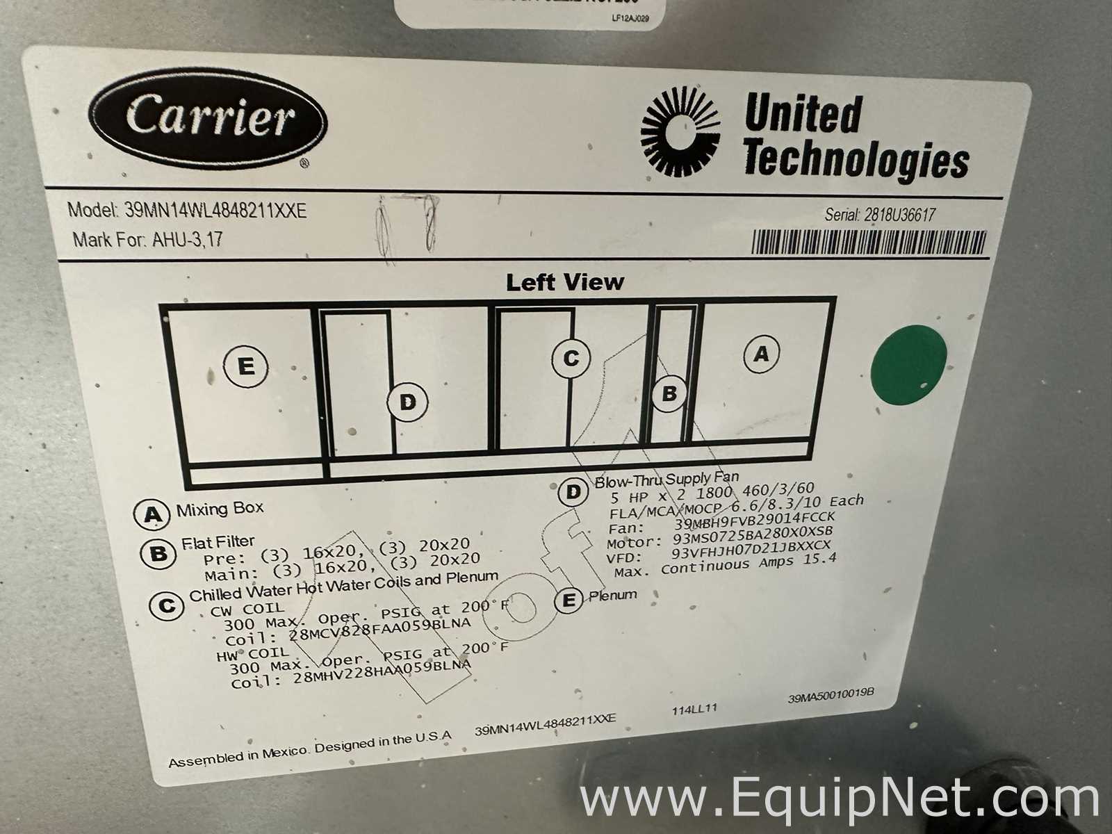 Manipulador de Ar Carrier Corporation 39MN14WL4848211XXE
