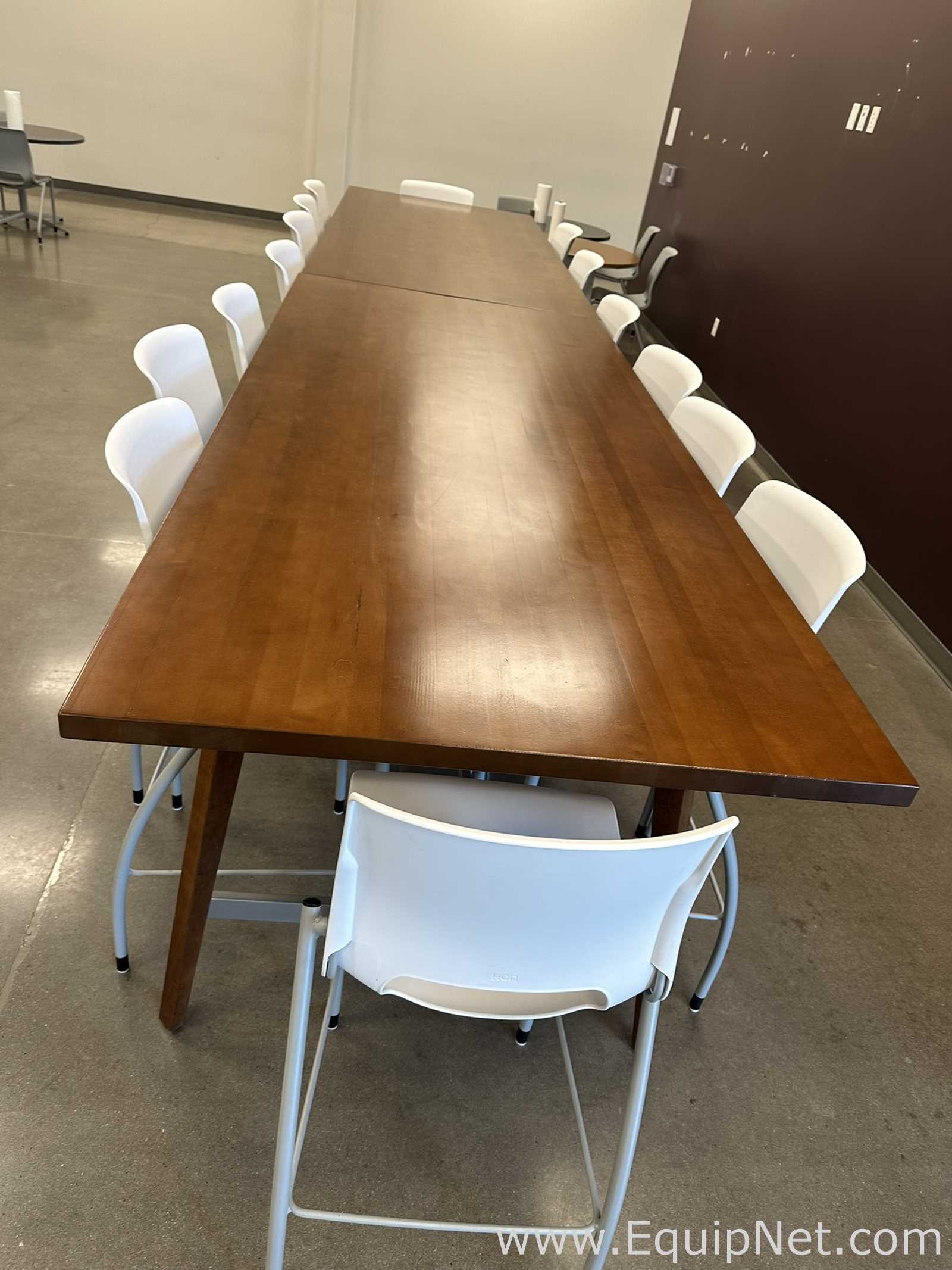 Wood Top Counter Height Conference / Cafeteria Table with HON Stools