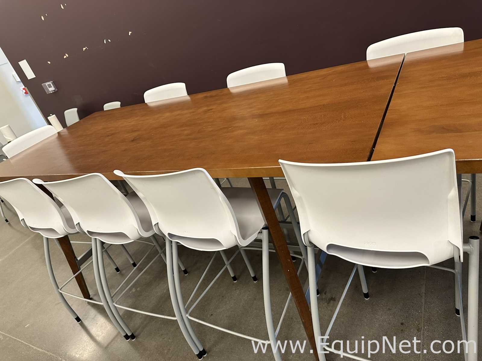Wood Top Counter Height Conference / Cafeteria Table with HON Stools
