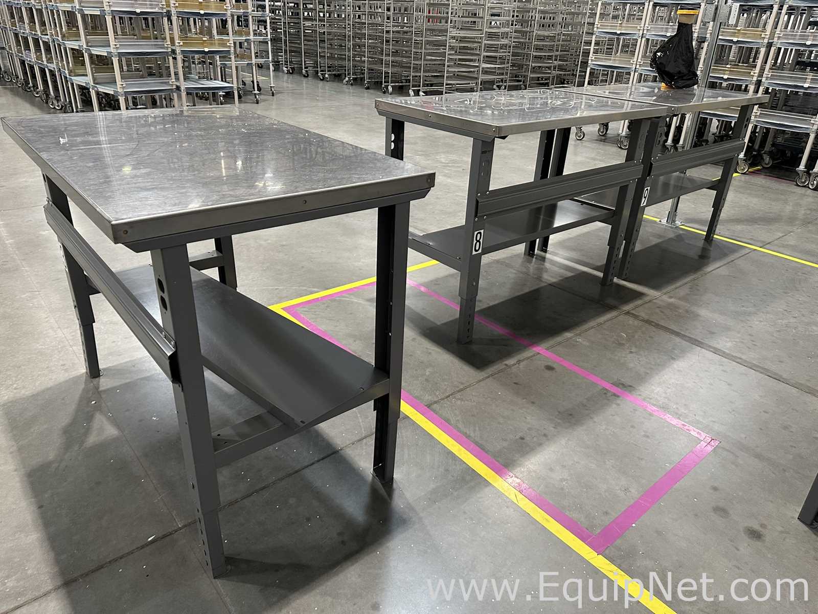 Stainless Steel Top Adjustable Height Industrial Workbench with Lower Shelf